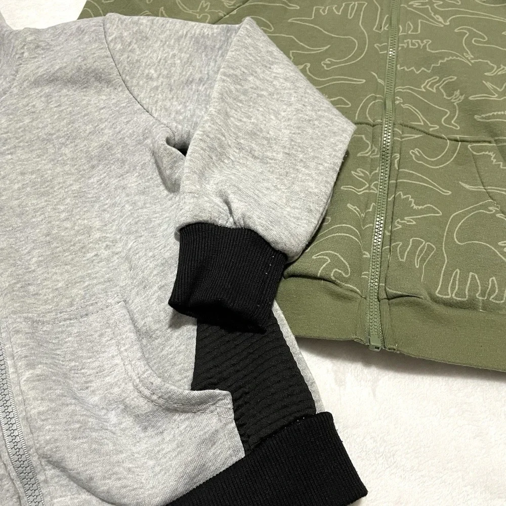 Set Of 2 Hooded Zip-up Jackets Okie Dokie Retro Stitch Toddler Boy's Size 4T - Picture 2 of 5